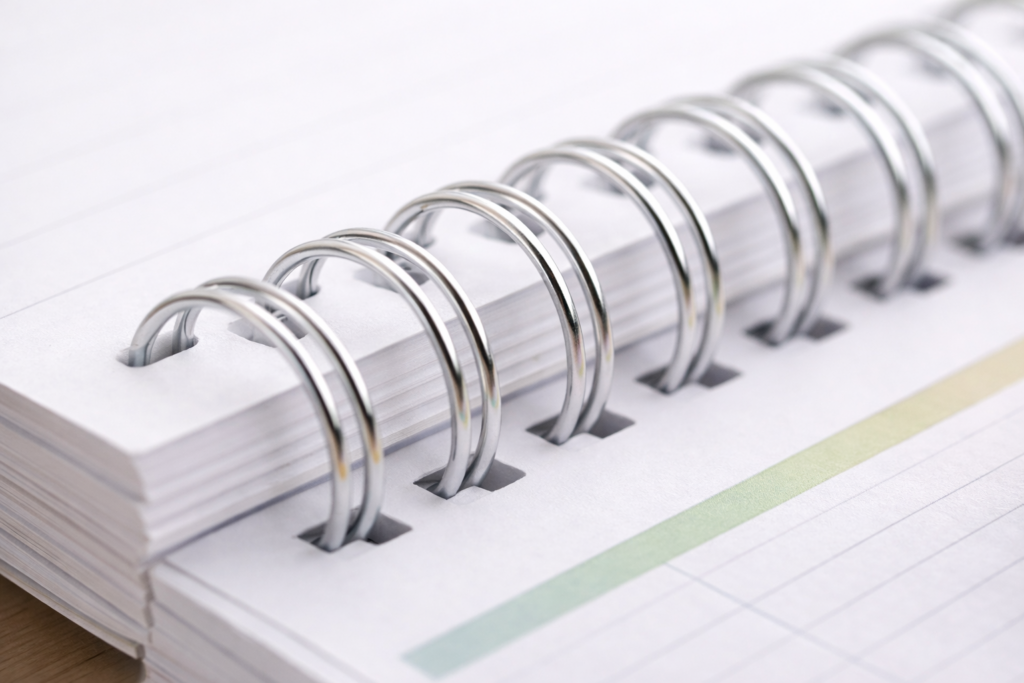 acabamento feito com encadernadora wire-o