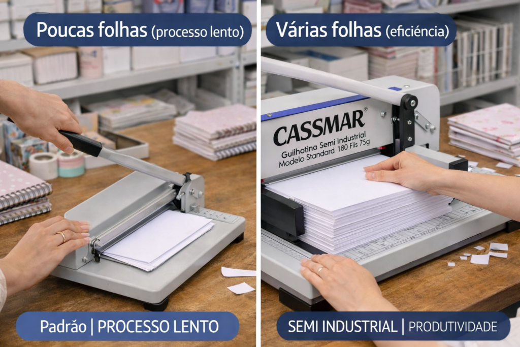 diferença entre guilhotina comum e guilhotina semi industrial