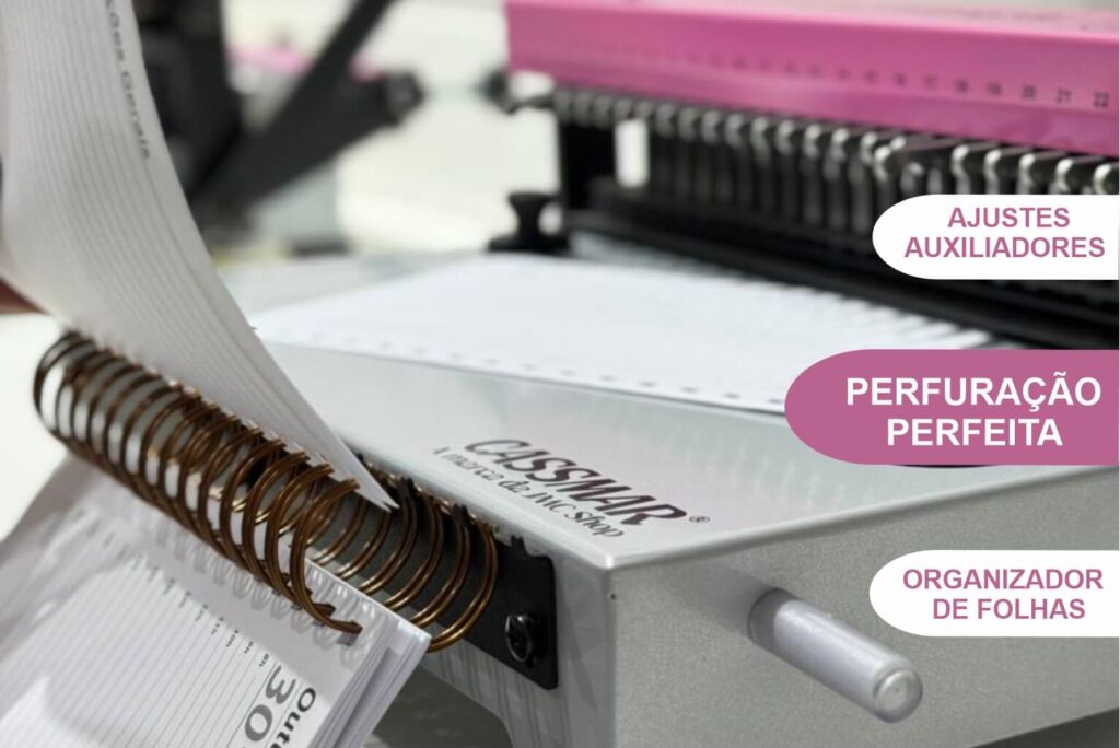 Processo de produção na encadernadora