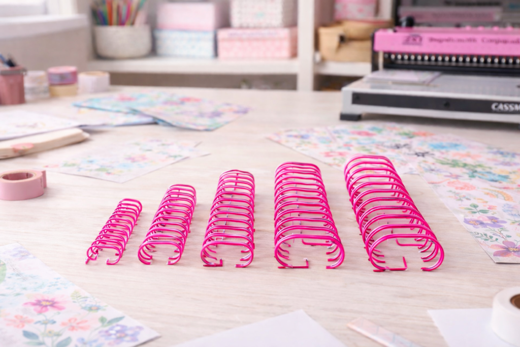 wire-o 2x1 utilizado com encadernadora para unir folhas


